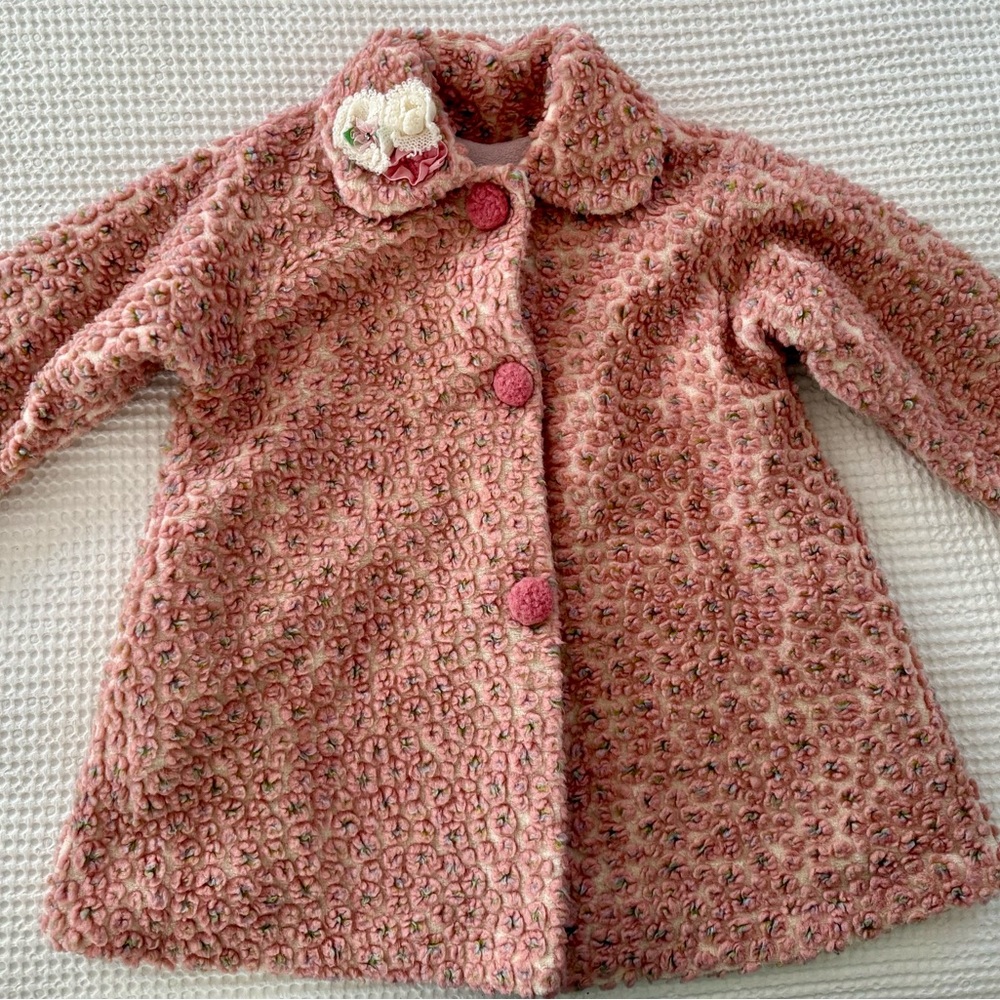 Corky & Co Cozy Pink Kids Jacket with Floral Accent